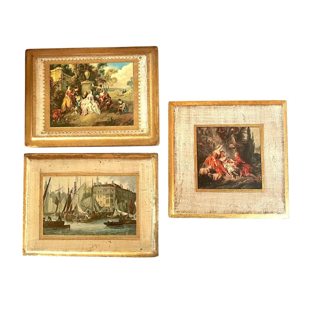 Vintage 1950s 60s Florentine Italian Wood Wall Hangings Plaques Set of ...