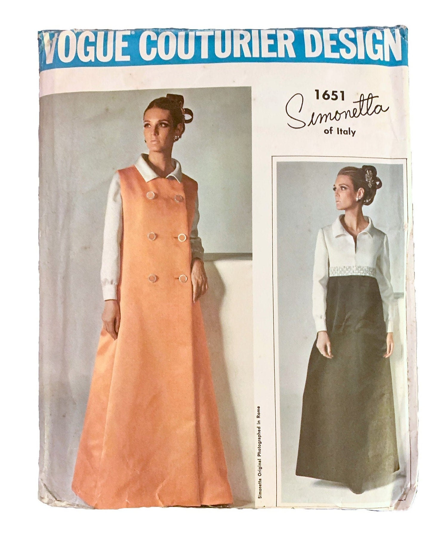 Vintage 1960s Vogue Couturier Design Misses' Dress Pattern