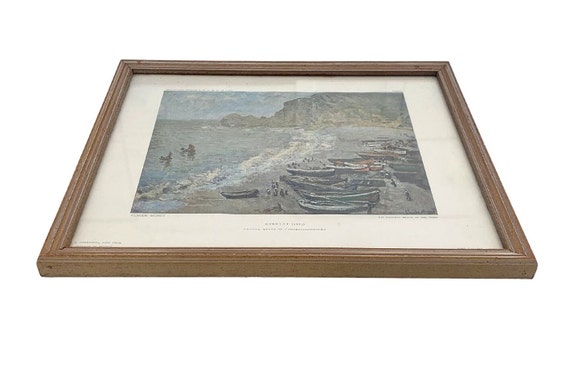1940年代のヴィンテージ額入り復刻版画クロード・モネ「エトルタ：海岸
