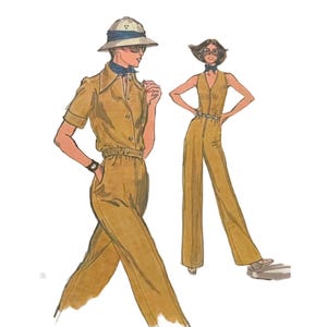 Vintage UNCUT 1970s Vogue Misses&#39; Jumpsuit and Jacket Pattern 9218 // Size 14 (36&quot; Bust)