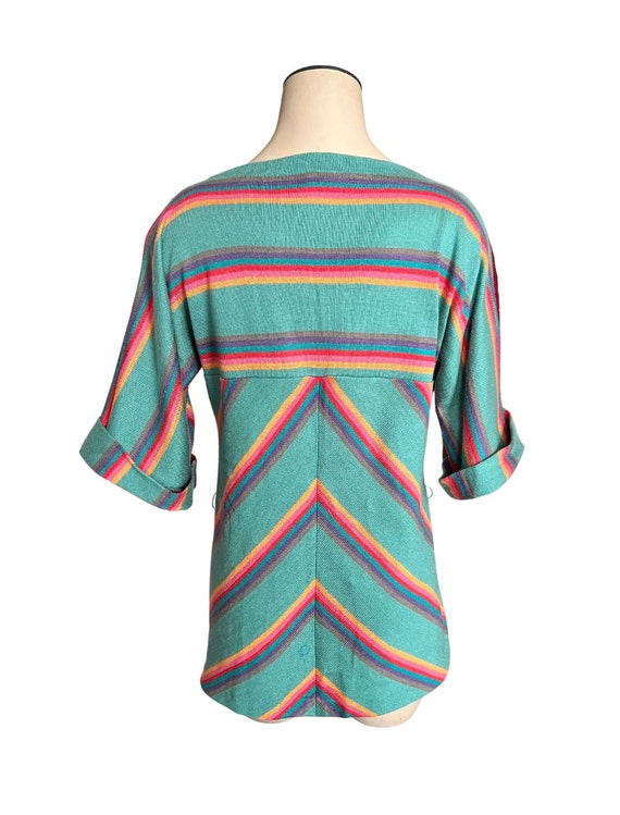 Vintage 1970s Misses' Aileen Turquoise Yellow Tea… - image 3