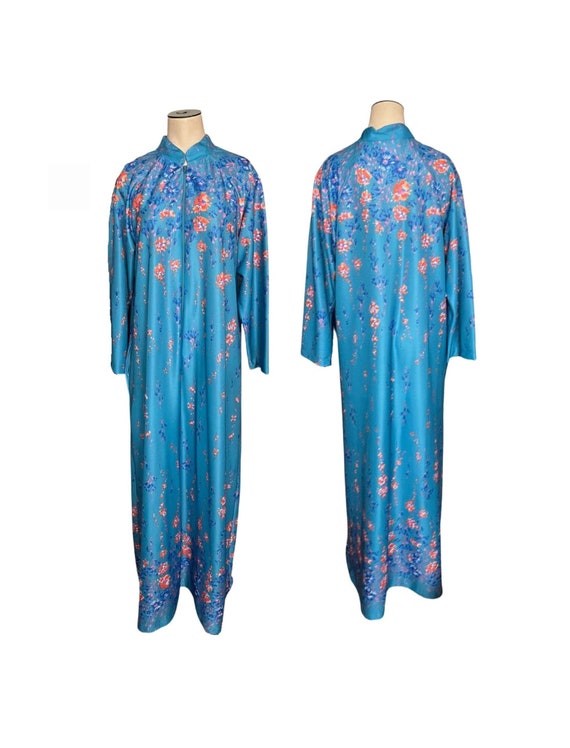 Vintage 1970s 80s Misses' Mandarin Collar Nightgo… - image 1