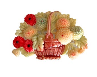 Broche Ancienne Fleur En Celluloïd Beige - Bijou Vintage Unique - Modèle 4463