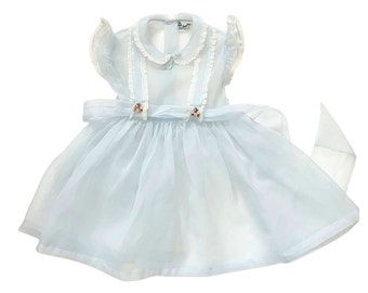 Vintage Tiny-Town Togs 1950s 60s Light Blue Sheer Nylon Toddler Girls' Party Dress  // Size 3T