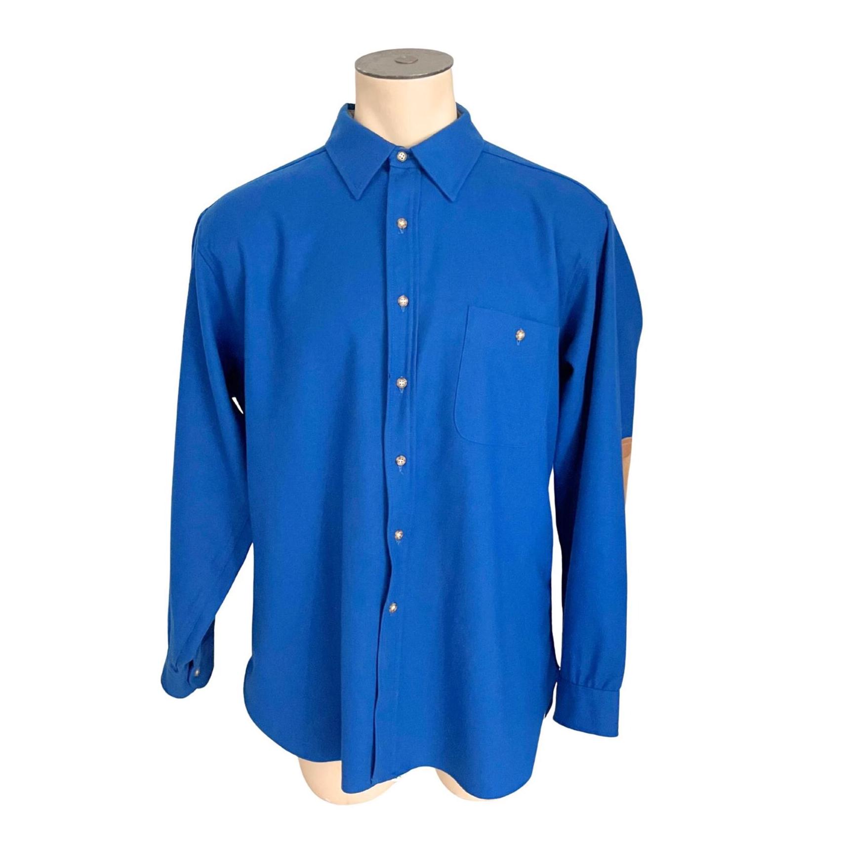 Vintage 1970s 80s Men's Pendleton Blue Wool Elbow Patch Trail