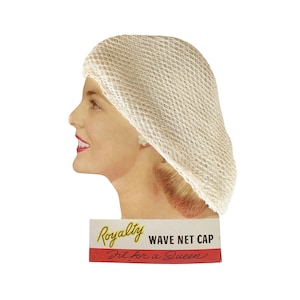 Vintage 1950s White Royalty Wave Net Cap Point of Sale Display and Product Hair Nets