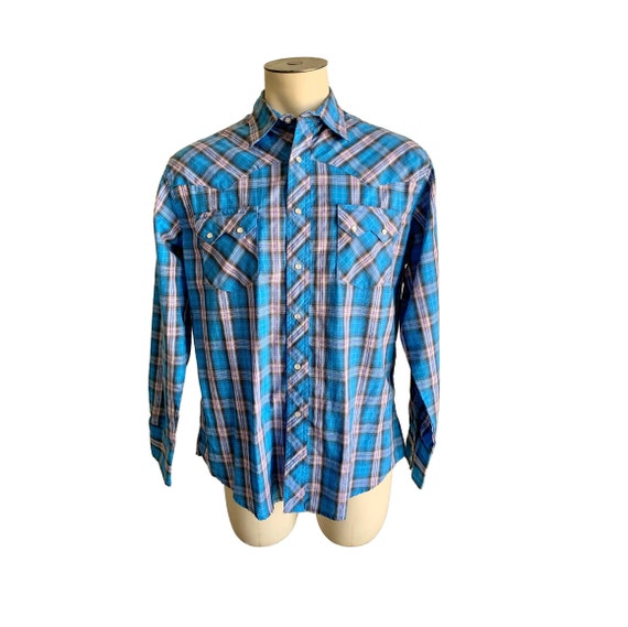 Vintage 1980s 90s Wrangler Men's Blue Western Shirt - Etsy