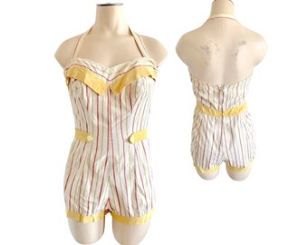 Vintage 1940s Misses' Cole of California Playsuit Swimsuit Romper // XS 0 2