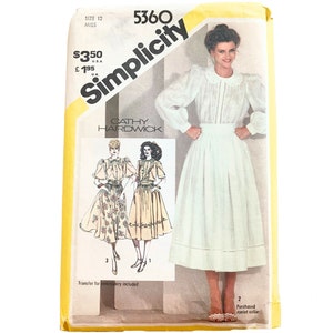 Vintage UNCUT 1981 Simplicity Misses&#39; Cathy Hardwick Blouse and Skirt Pattern 5360 // Size 12 (34&quot; Bust)