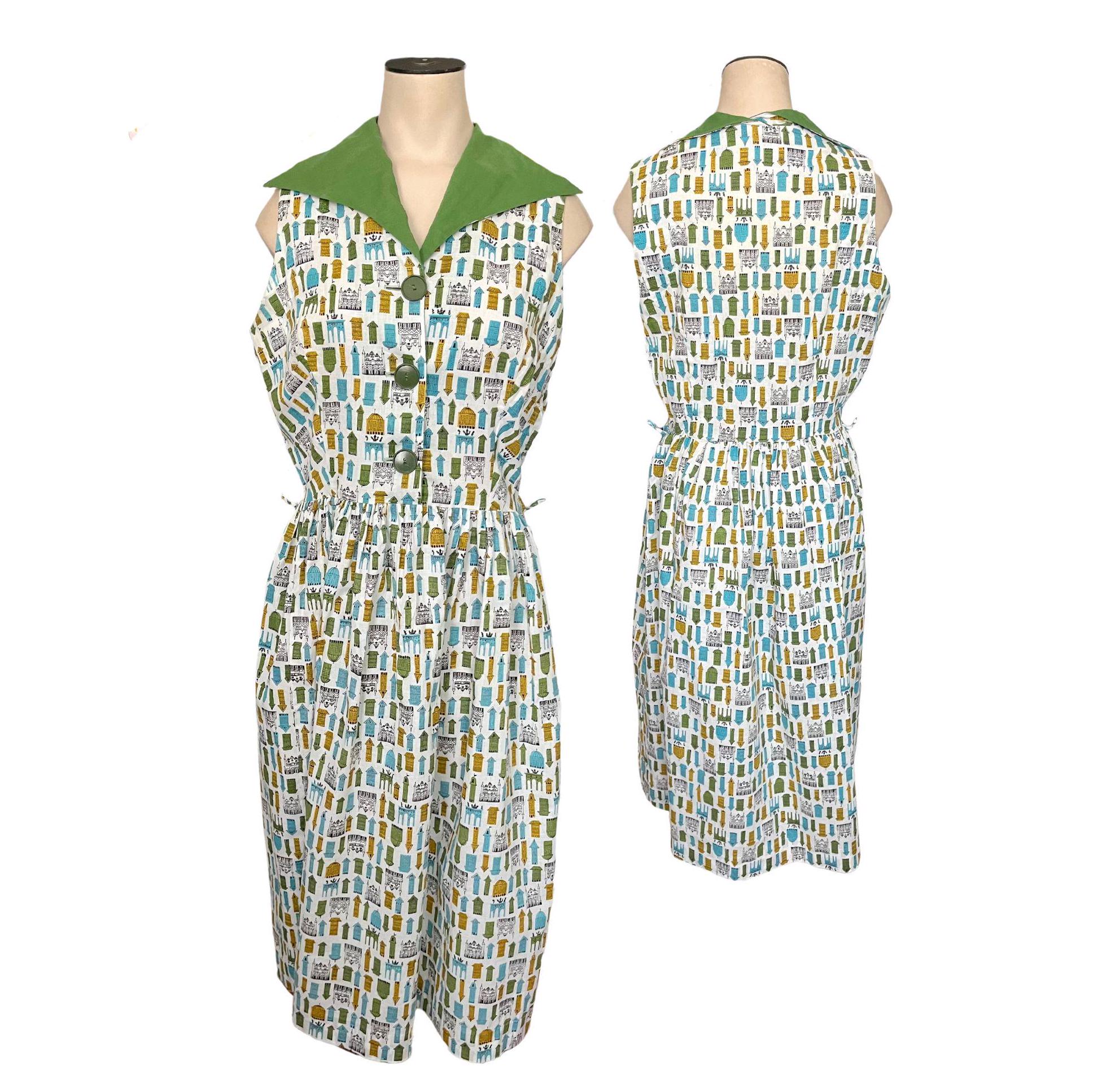 Vintage 1950s 60s Lillian Russell Junior Retro Print Dress
