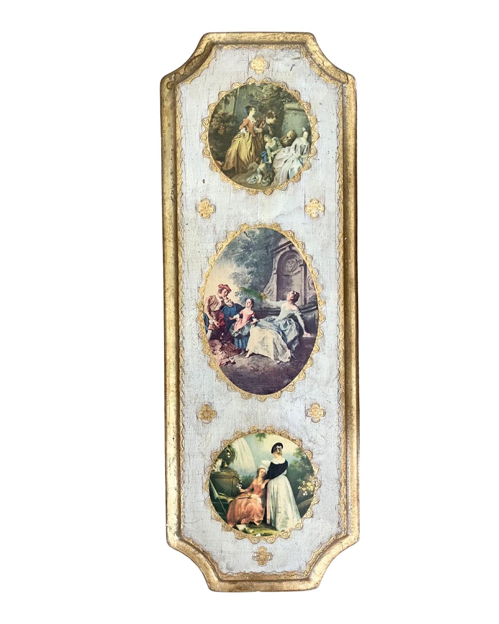 Vintage 1950s 60s Florentine Italian Wood Wall Hangings Plaques Set of ...