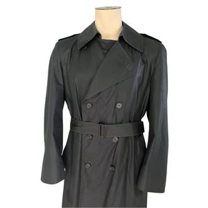 Vintage 1960s Christian Dior Men&#39;s Black Trench Coat // Size 42R