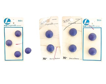 Lot de 10 boutons ronds violets ronds BGE Originales des années 1960, neufs, anciens stocks/six 7/8" et quatre 1/2"