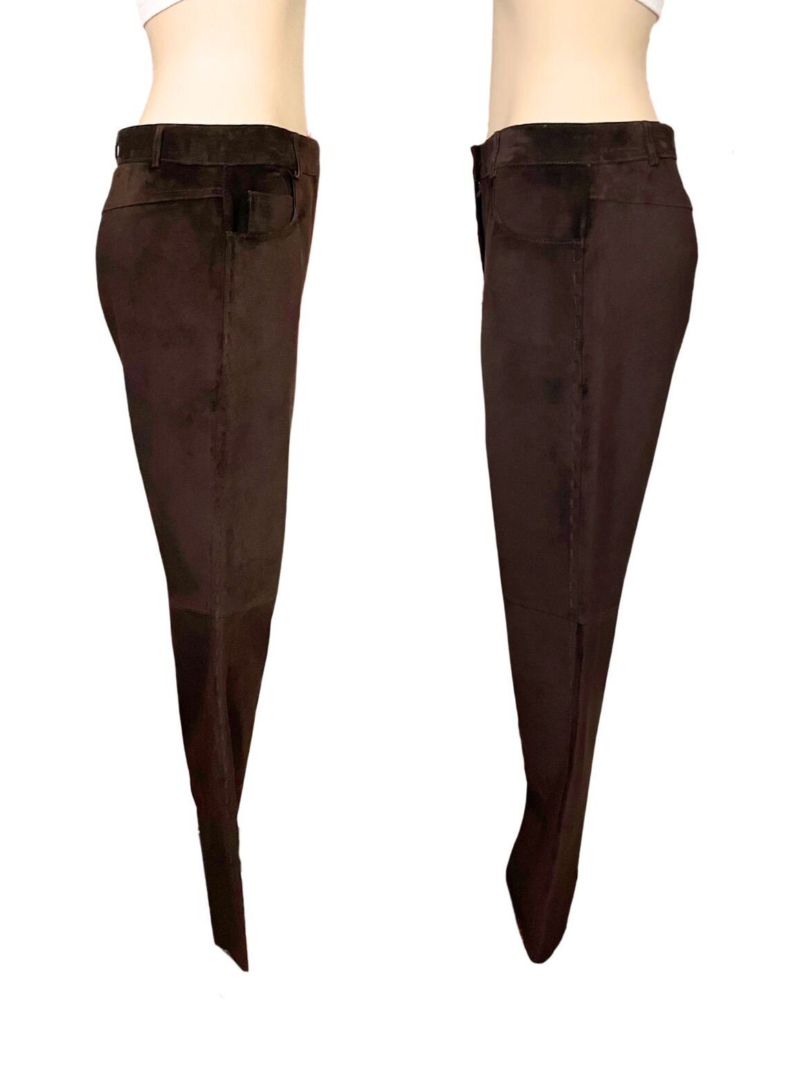Pantalon Femme New Frontier En Daim Bleu Taille 6 - Très Bon état, Longueur 34 Pouces