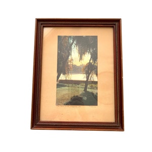 Antique Vintage Early 1900s Ohio River by Keeney Hand-Colored Photograph
