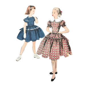 Vintage 1950s Einfachheit Mädchen einteiliges Kleid Schnittmuster 3786 // Größe 7 (25&quot; Brust)