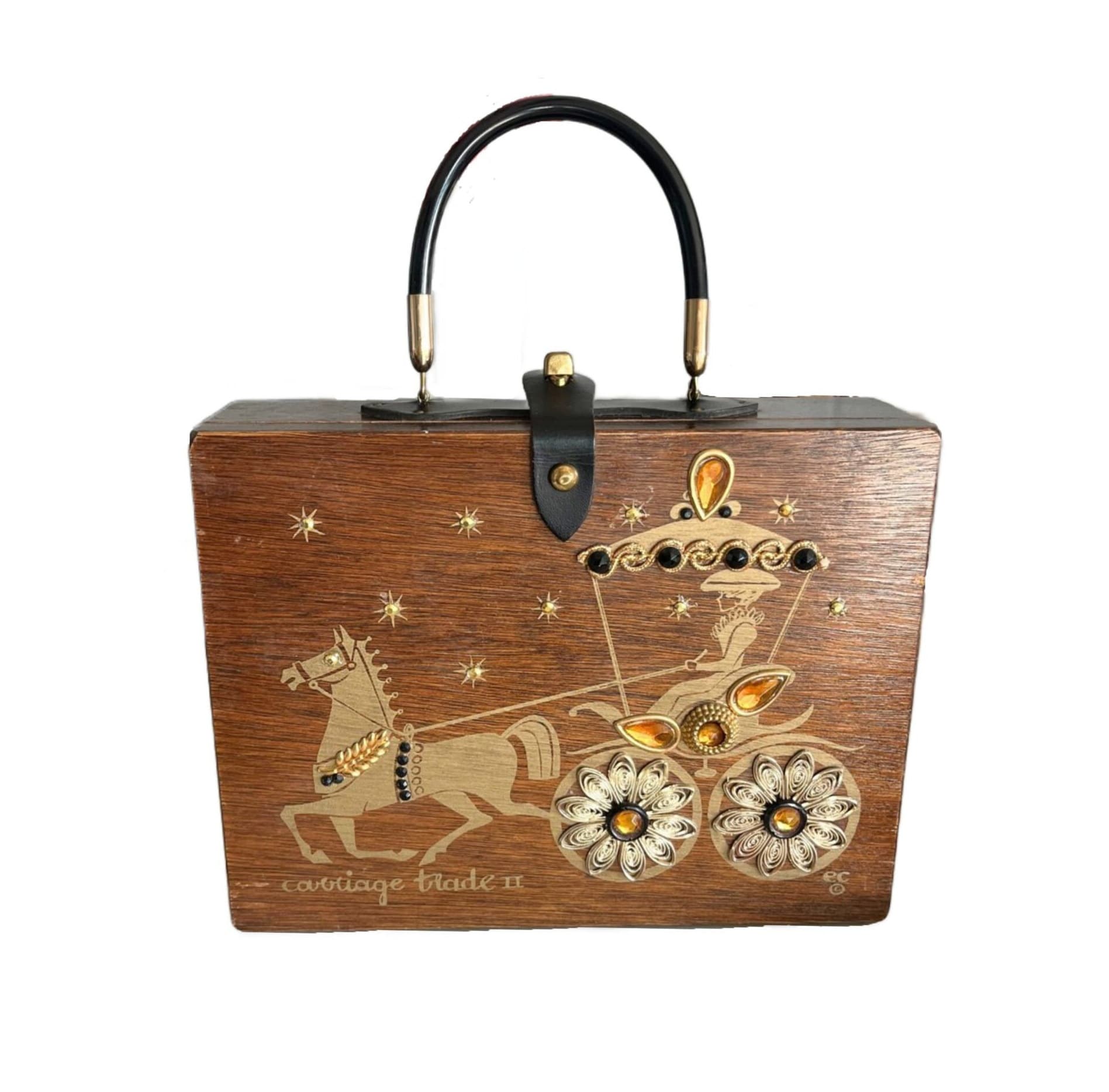 Vintage 1964 Enid Collins Carriage Trade II Wood Box Purse Vintage 1964 Enid Collins Carriage Trade II Wood Box Purse