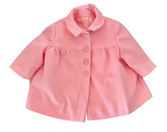 Vintage 1960s 70s Toddler Girls' Spring Pink Jacket // Size 12-18 Months