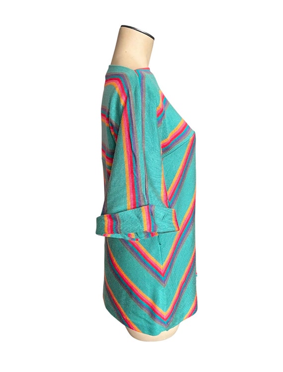 Vintage 1970s Misses' Aileen Turquoise Yellow Tea… - image 4