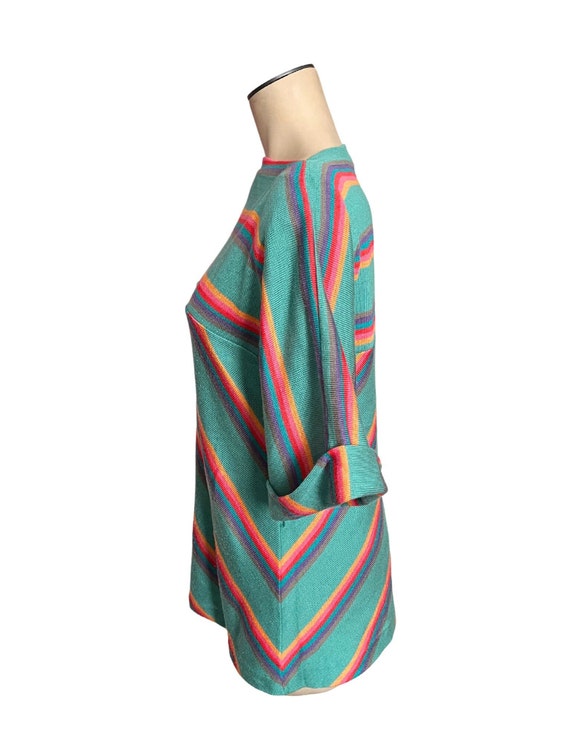 Vintage 1970s Misses' Aileen Turquoise Yellow Tea… - image 5