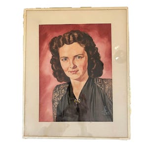 Vintage Painted Portrait of a Woman Signed Hans Leidinger Germany 1946