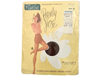 Vintage 1960s 70s NEW Old Stock Carol Brent Seamless Panty Hose Pantyhose Smoke // 5'6" - 5'8" Medium