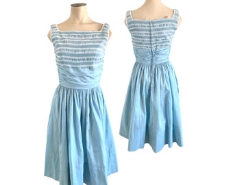 Vintage 1950s 60s Jonathan Logan Light Blue Misses' Sleeveless Dress // XS 0 2