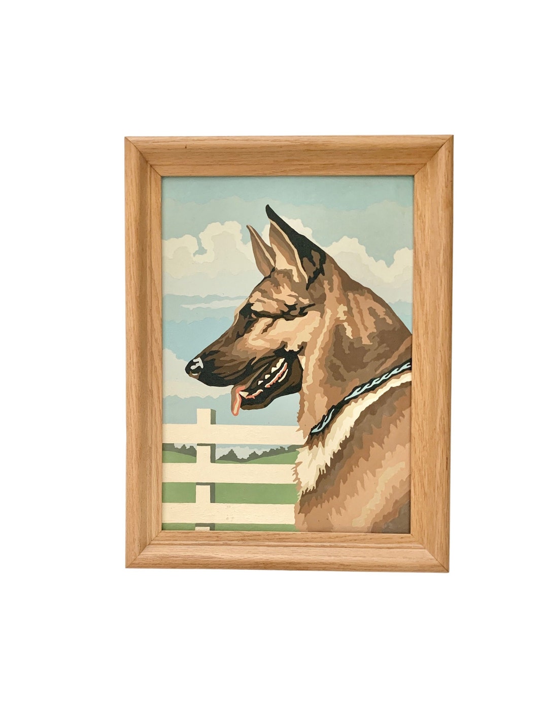 Vintage 1950s Midcentury Paint by Numbers German Shepherd Dog Etsy