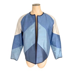 Vintage 1970s 80s Misses&#39; Jim Thompson Thai Silk Chevron Pattern Jacket // Size Large