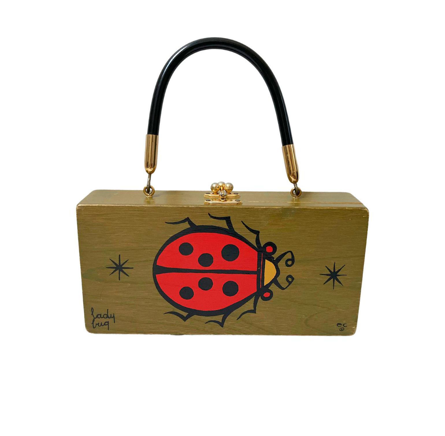 Vintage 1960s Enid Collins Lady Bug Wood Purse RARE Etsy Hong Kong