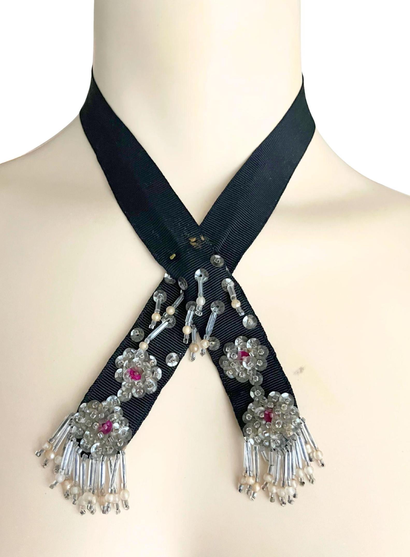 ネックレス・チョーカー [VINTAGE HOLLYWOOD] Basic Rope Necklace Gothic Black Elastic Band Short Chain Necklace for Women