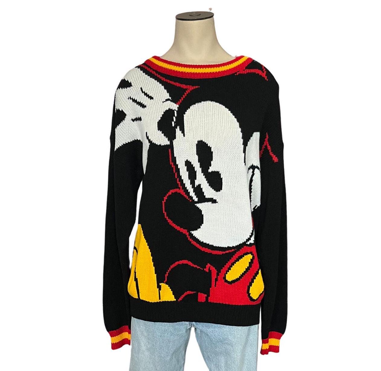 Vintage 1980s 90s Mickey & Co. Misses' Black White Red Sweater