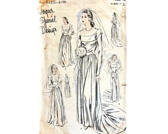 Vintage 1944 Vogue Special Design Misses' Bridal or Evening Dress Pattern S-4532 // Size 16 (34" Bust)