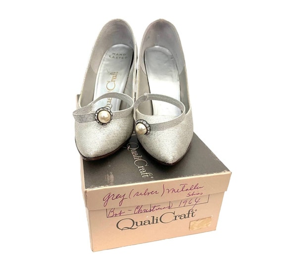 Vintage 1950s 60s QualiCraft Silver Metallic Heel… - image 1