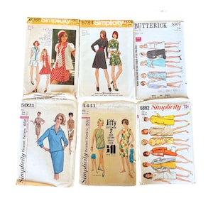 Vintage UNCUT Lot of 6 1960s-70s Misses&#39; Sewing Patterns Simplicity McCall&#39;s // Size 12 (34&quot; Bust, 26 1/2&quot; Waist)