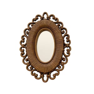 Vintage 1978 Dart Homco Syroco Rattan Look Oval Mirror Wall Hanging 2615