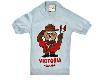 Vintage 1980s niño NUEVO Old Stock Victoria Canada Mountie camiseta // Tamaño 2T