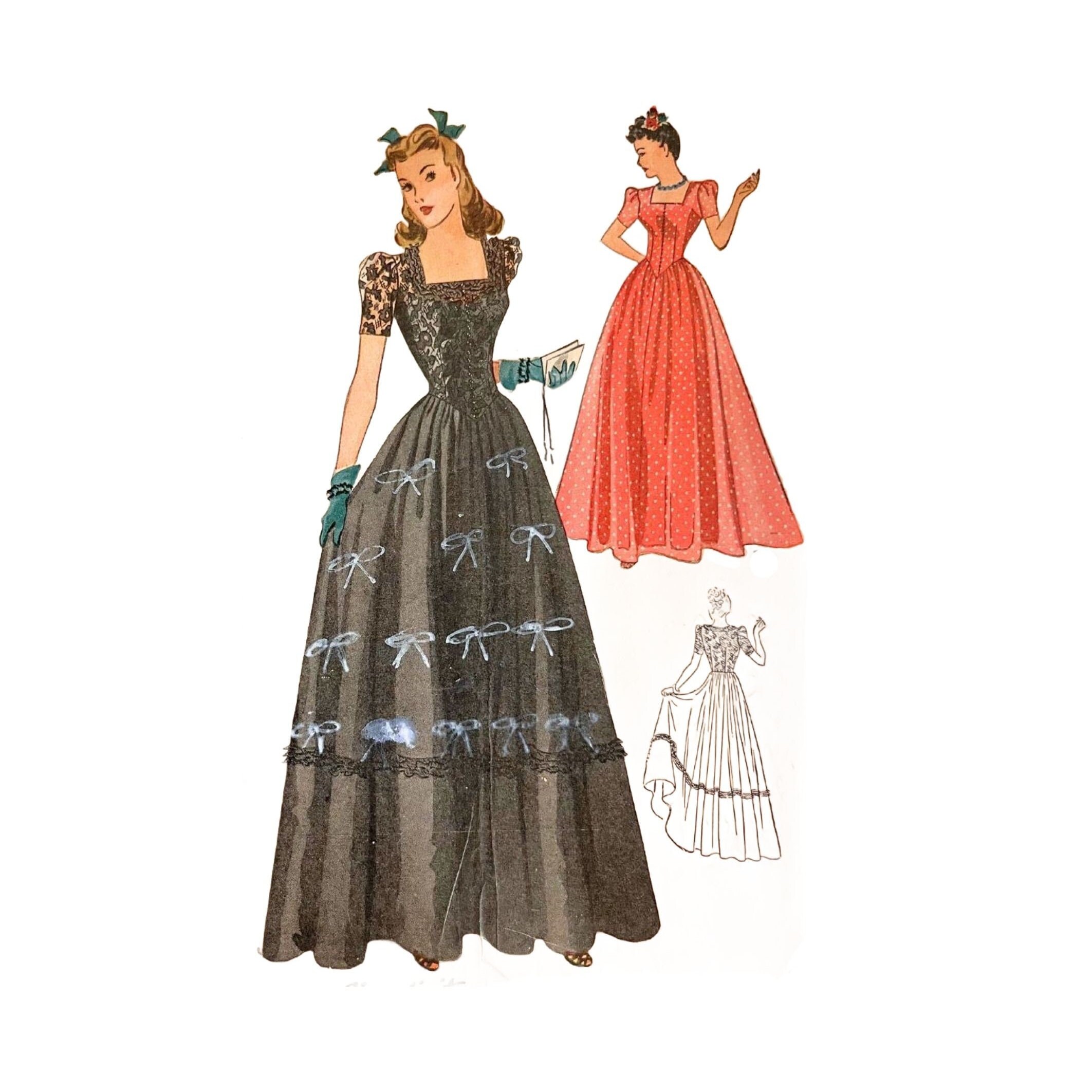 Vintage 1942 Simplicity Misses' Dance Frock Dress Pattern 4065 // Size 16  (34" Bust) - Etsy