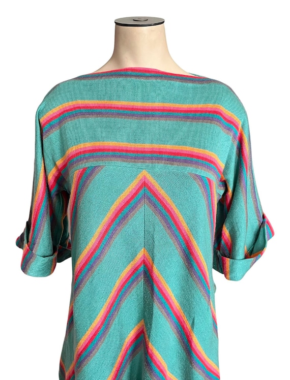 Vintage 1970s Misses' Aileen Turquoise Yellow Tea… - image 6