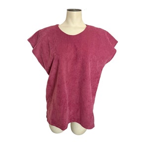 Vintage 1980s 90s Dee California Burgundy Faux Suede Blouse // Size Small