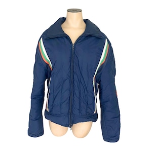 Vintage 1970s 80s Skyr Men&#39;s Blue Nylon Coat Jacket // Size Medium