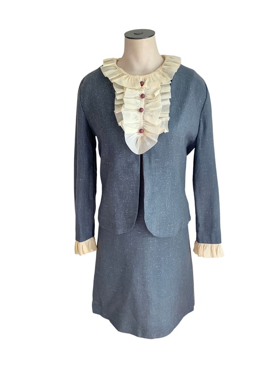 Vintage 1960s Misses' Hovland Swanson Grey Linen … - image 2