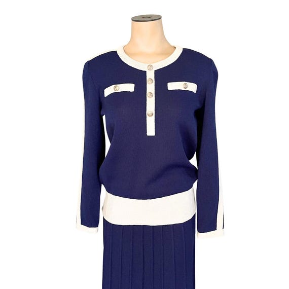 Vintage 1980s Castleberry Polyester Knit Sweater and Skirt Set