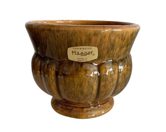 Vintage 1960s 70s Haeger Brown Green Small Pedestal Planter Vase #667