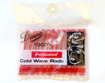 Vintage 1960s New Old Stock Deadstock Red Cold Wave Rod Curlers by Diane // Set of 12