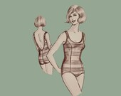 Vintage UNCUT 1960s Misses 39 Sew-Knit-n-Stretch One Piece Swimsuit Pattern 150 Size 8-10-12