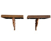 Vintage 1978 Syroco Homeco Rattan Look Pair of Decorative Plastic Shelves 3323