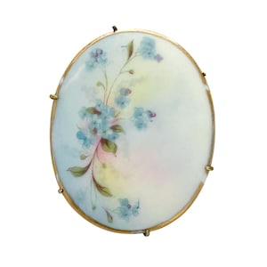 Vintage Antique Early 1900s Painted Porcelain Brooch