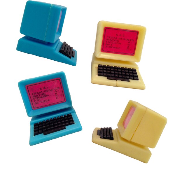 Vintage 1980s Computer Cupcake Toppers Favors Toys Set of 9