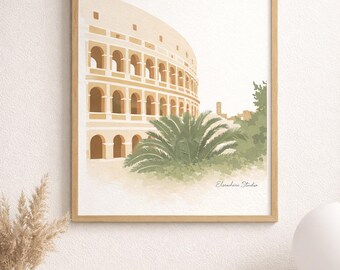 Minimalistisches Kolosseum Poster | Moderne Rom Reise Poster (Digitaldruck)